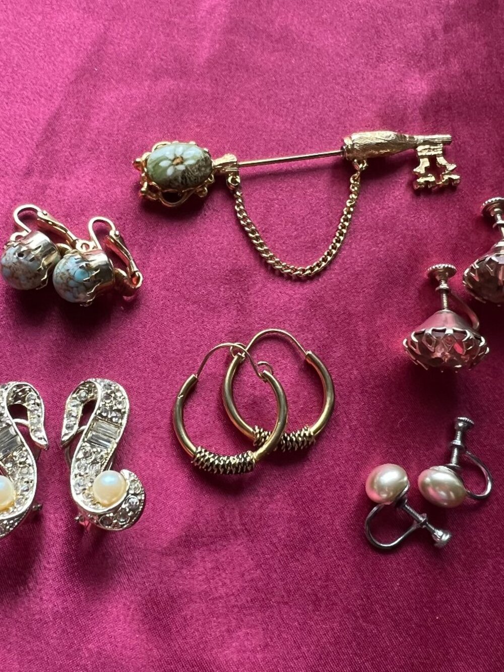 Vintage Jewelry Lot - Clip On Earrings, Stick Pink - Lot of 6